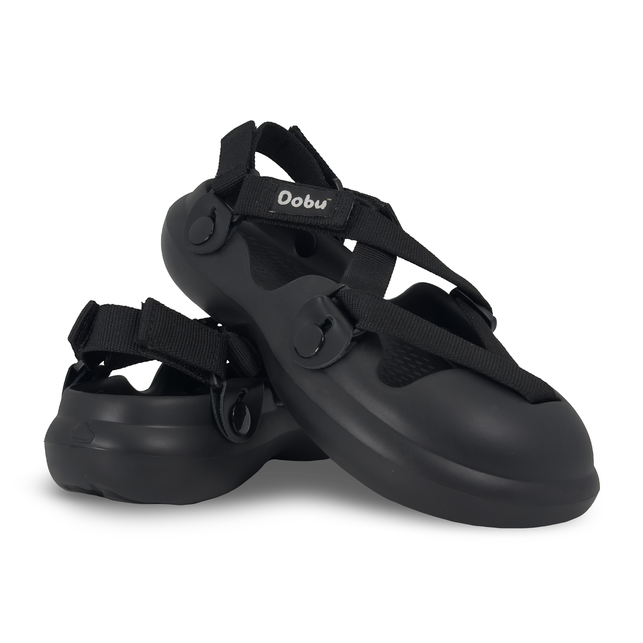 Scarpa sabot completamente nera con suola barefoot in EVA e sistema componibile HUKUP™