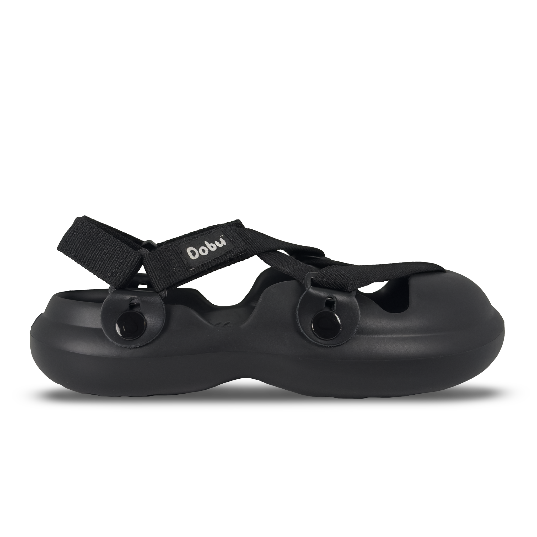 Scarpa sabot completamente nera con suola barefoot in EVA e sistema componibile HUKUP™