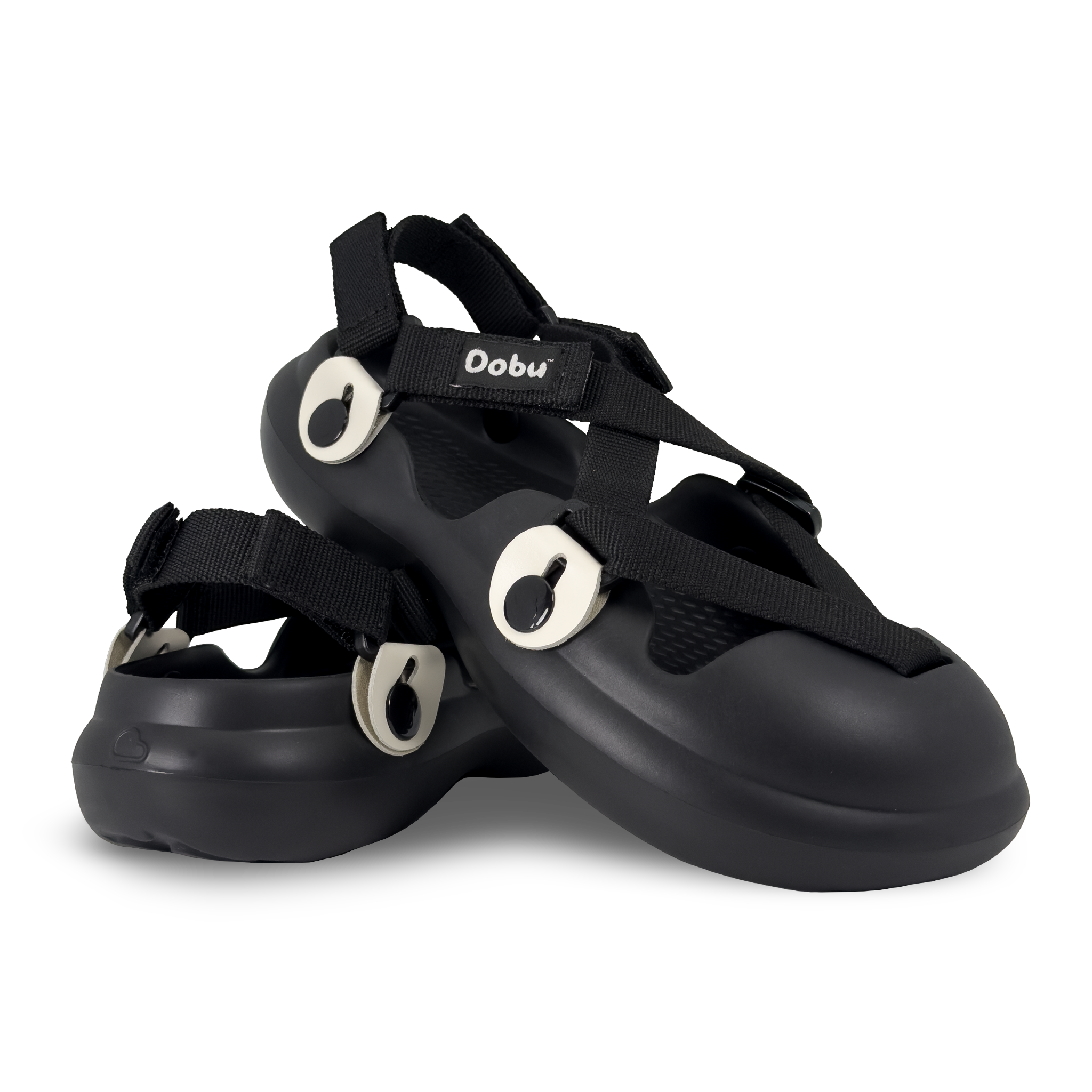 Sabot donna nero con punta chiusa, linee rotonde, suola in EVA leggera e sistema modulare HUKUP™ per il montaggio