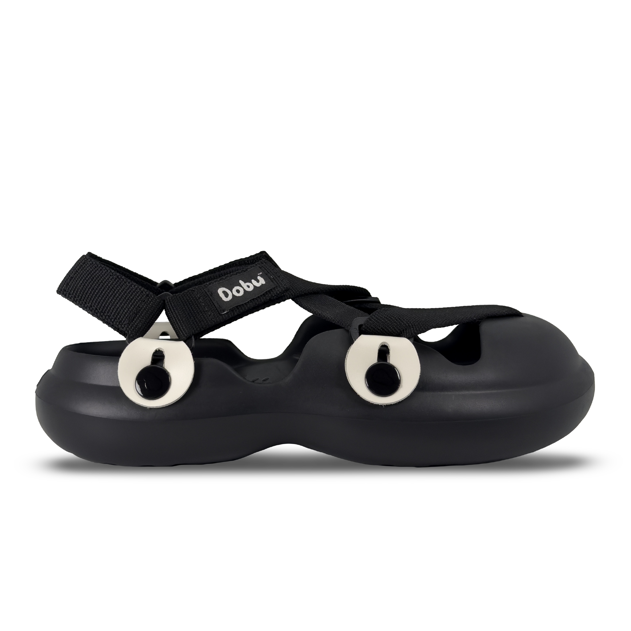 Sabot donna nero con punta chiusa, linee rotonde, suola in EVA leggera e sistema modulare HUKUP™ per il montaggio