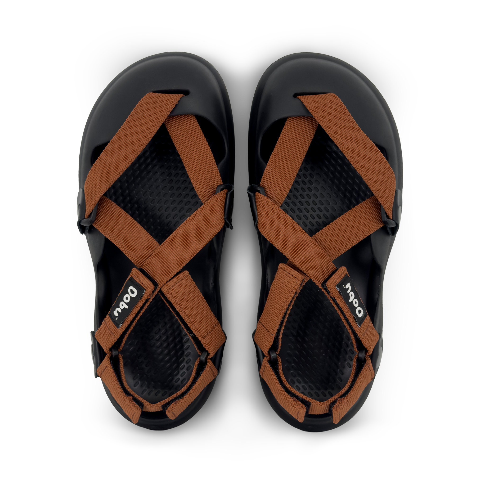 Scarpa sabot nera con nastri color rame, suola barefoot in EVA e design componibile
