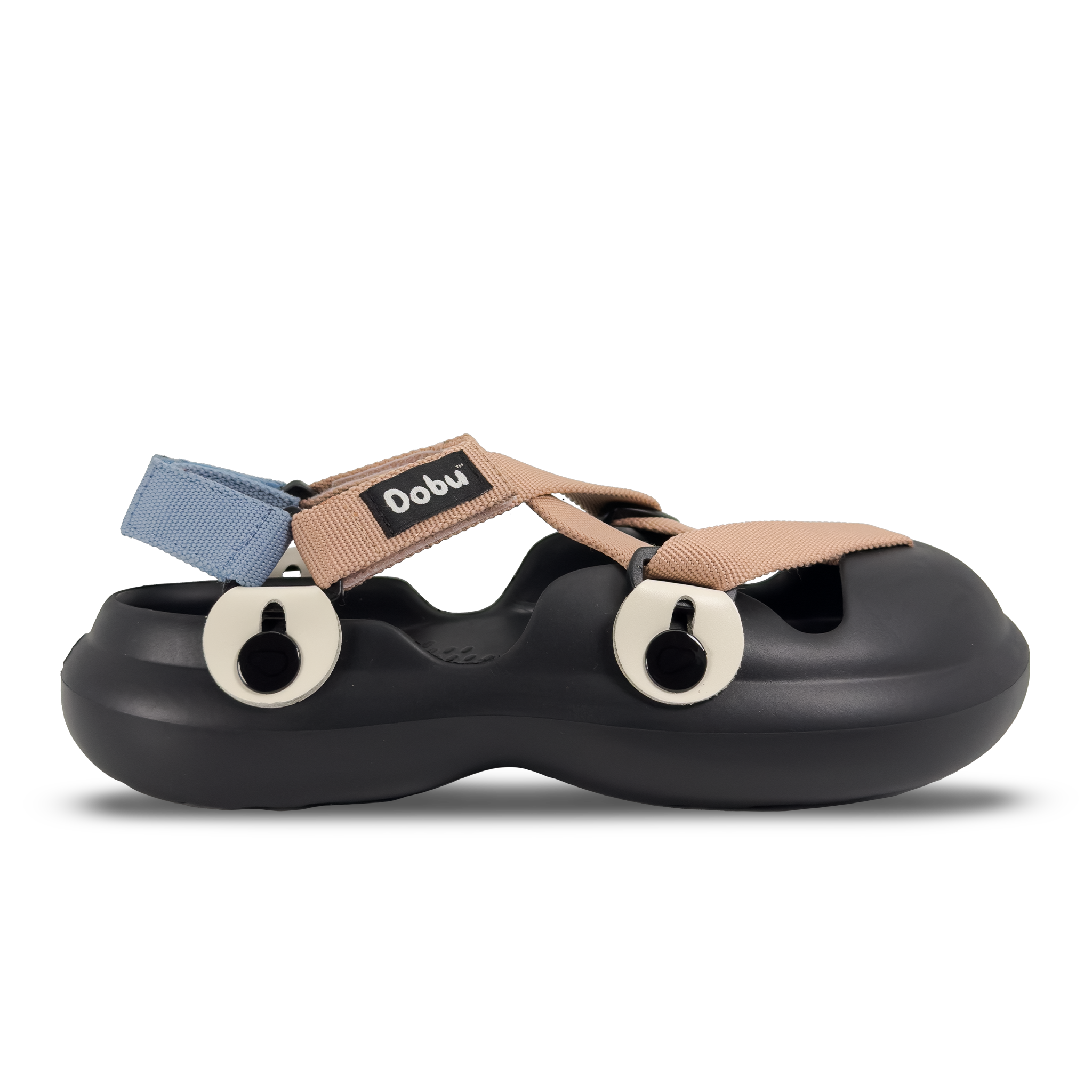 Scarpa sabot con nastri colore nude e carta da zucchero, pelle bianca e suola barefoot leggera vegan