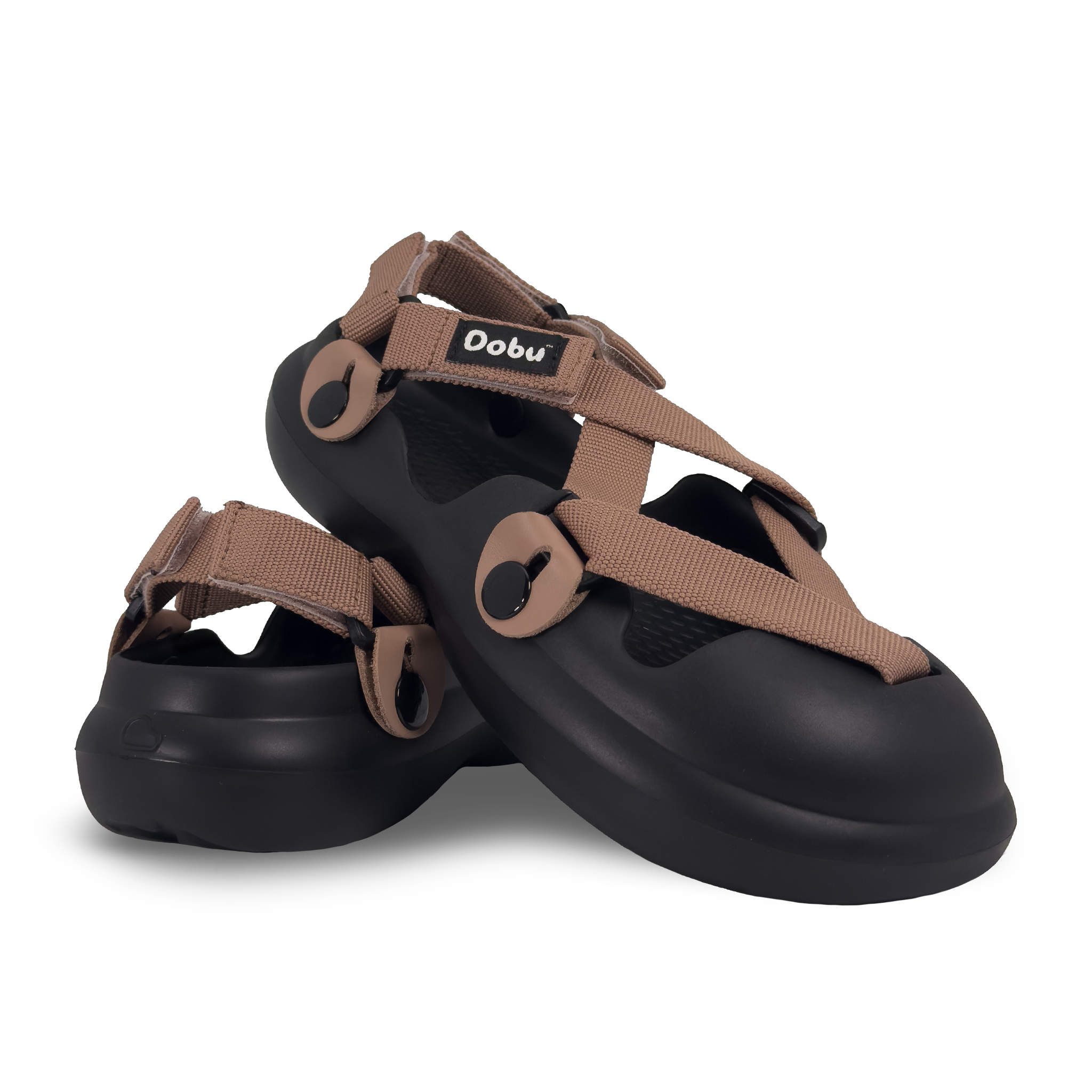 Scarpa sabot con base nera, pelle nude e nastri rosa cipria. Design elegante e punta chiusa