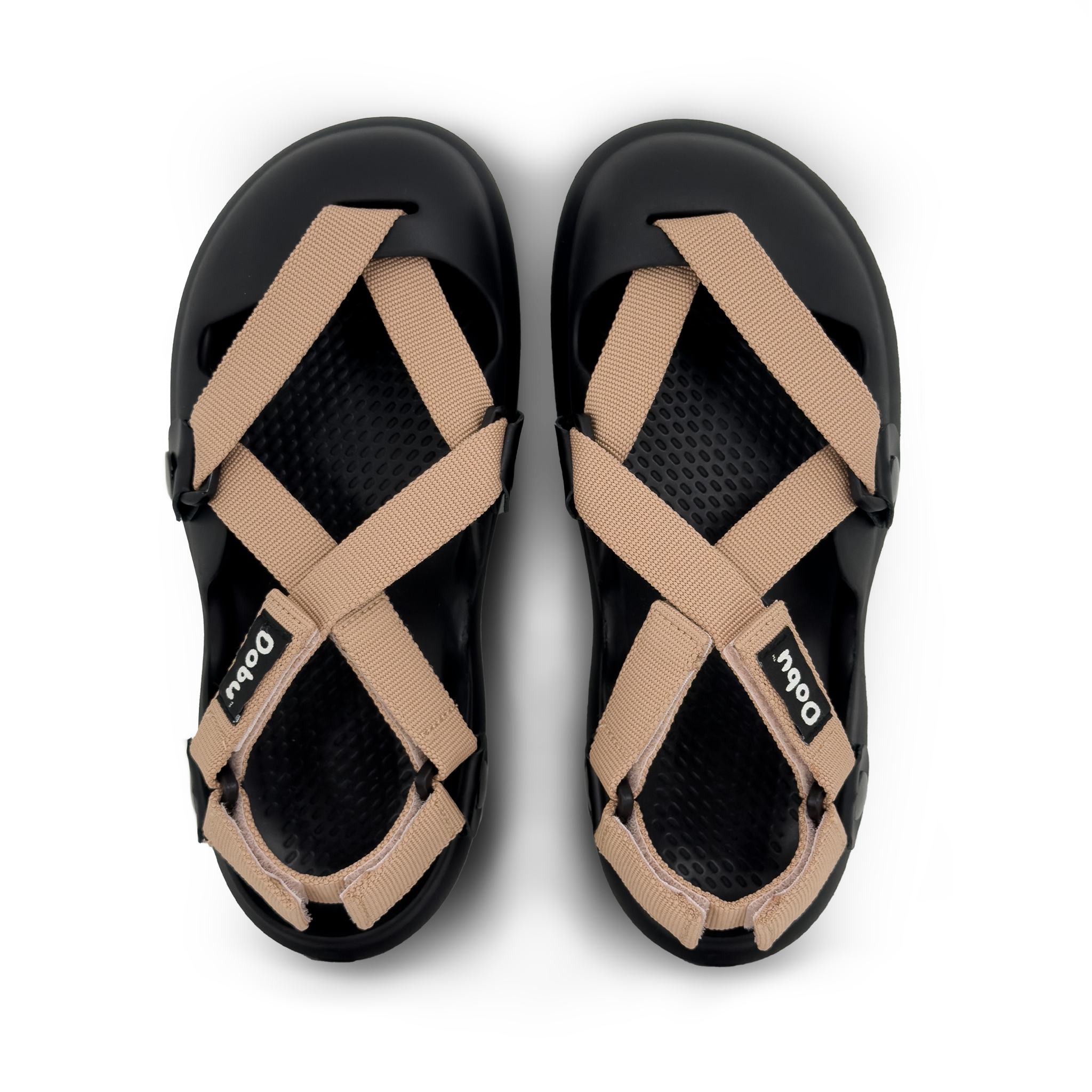 Scarpa sabot nera con nastri colore nude, punta chiusa, suola barefoot leggera e discreta