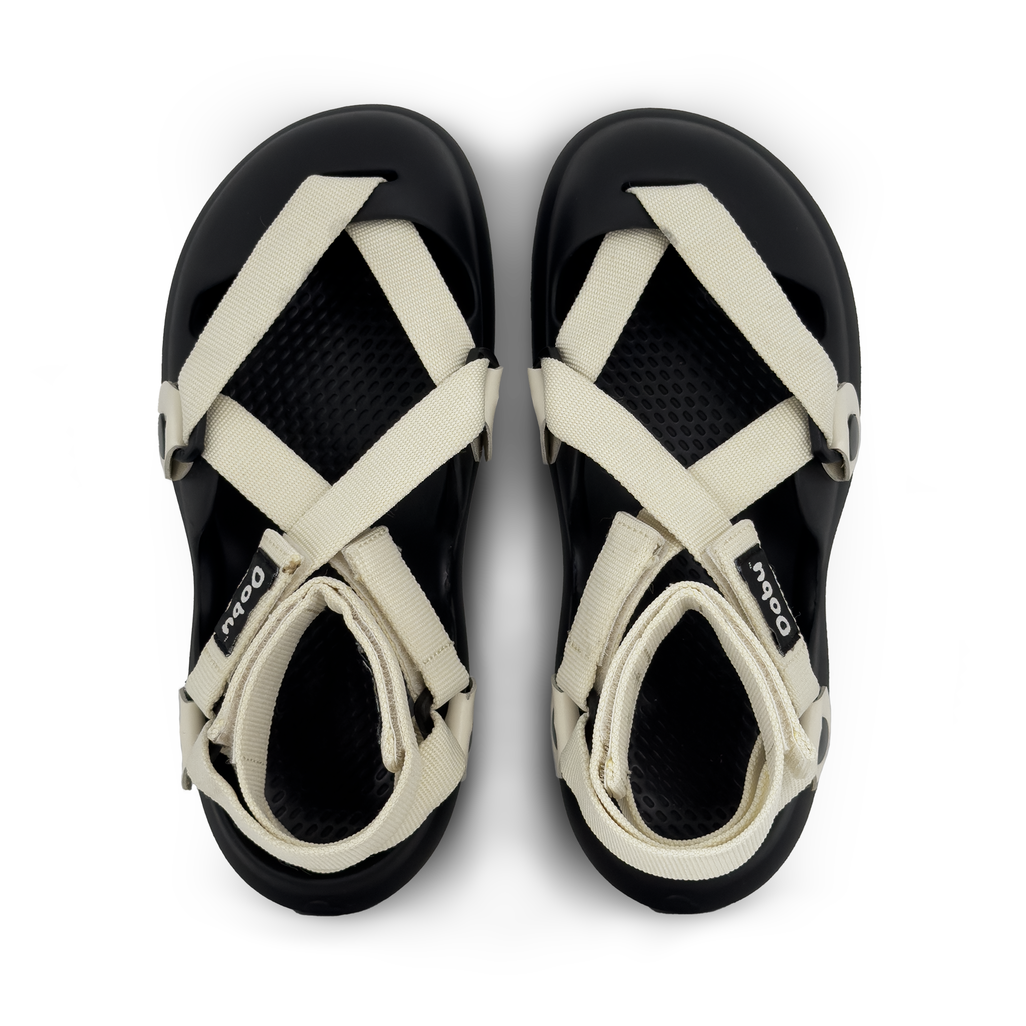 Scarpa sabot bianca con nastri tono su tono e suola comfort barefoot firmata DOBU