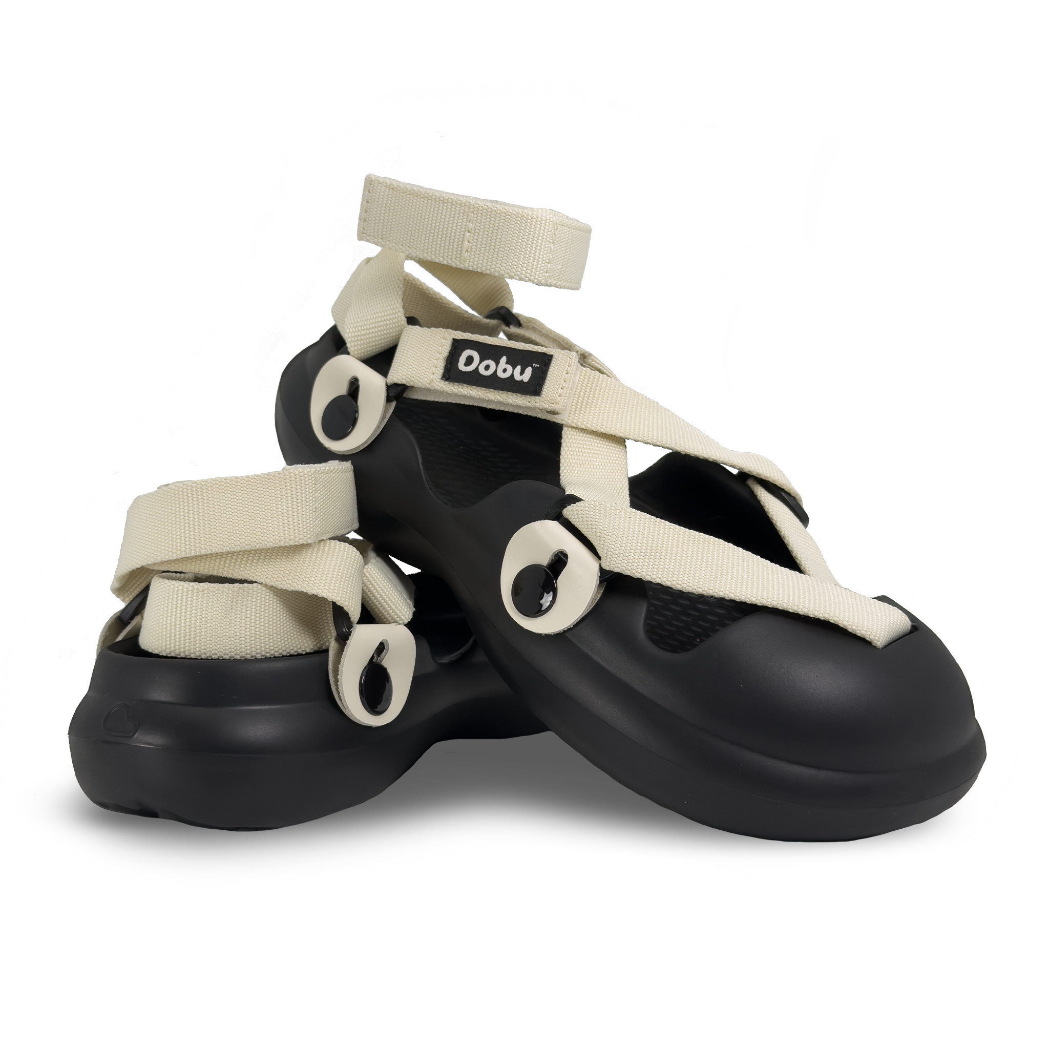 Scarpa sabot bianca con nastri tono su tono e suola comfort barefoot firmata DOBU