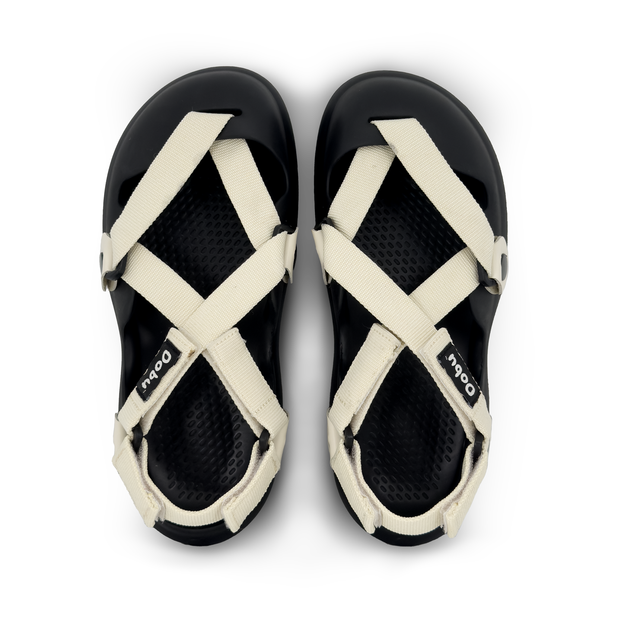 Scarpa sabot bianco latte con punta chiusa, nastri tono su tono e suola in EVA barefoot modulare