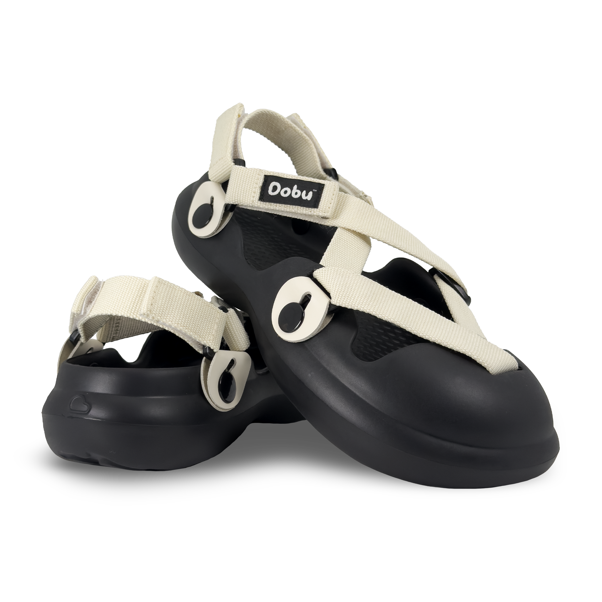 Scarpa sabot bianco latte con punta chiusa, nastri tono su tono e suola in EVA barefoot modulare