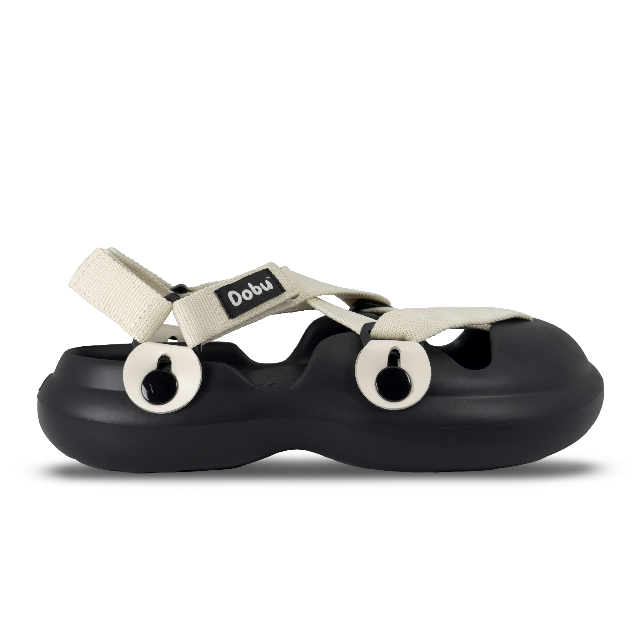 Scarpa sabot bianco latte con punta chiusa, nastri tono su tono e suola in EVA barefoot modulare