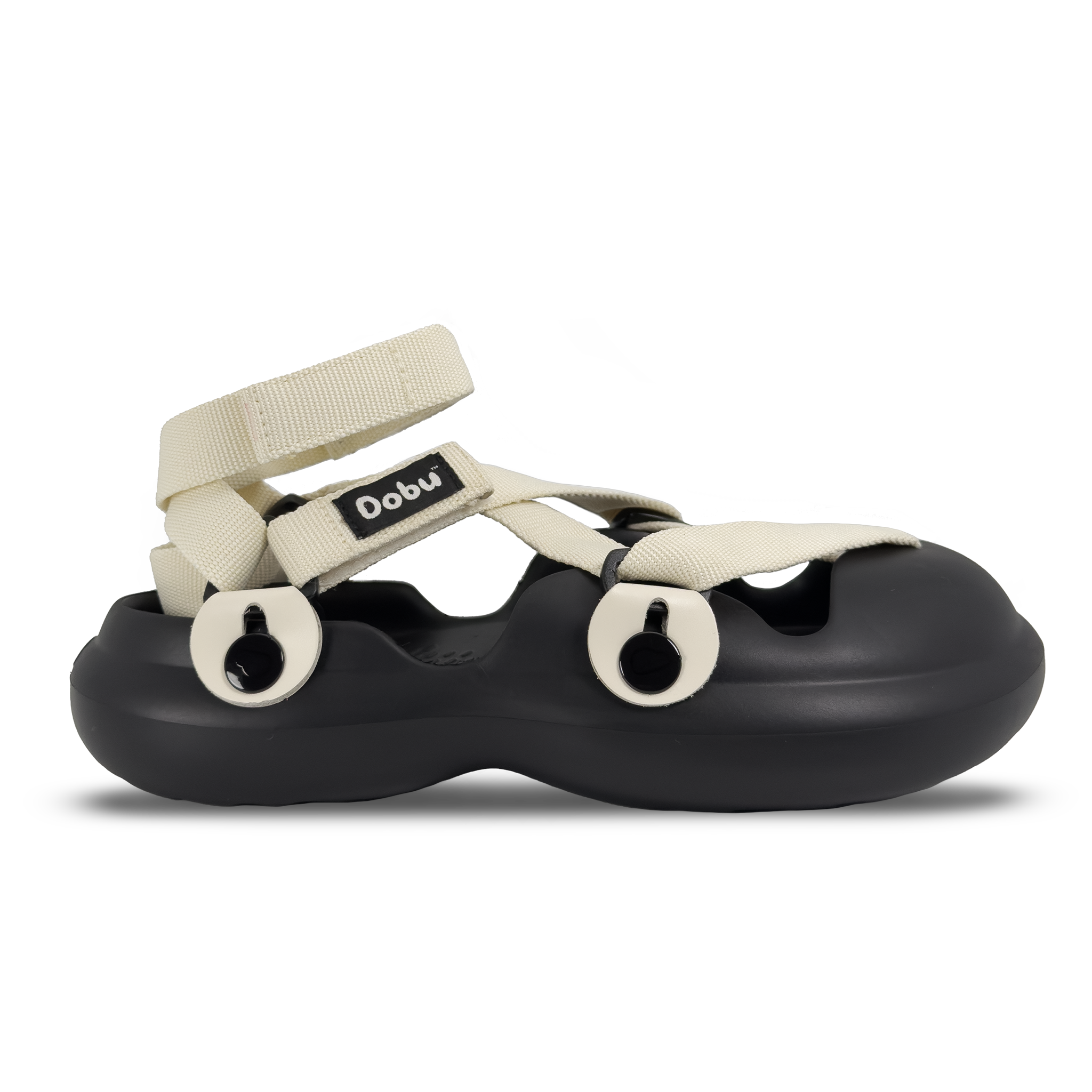 Scarpa sabot bianca con nastri tono su tono e suola comfort barefoot firmata DOBU
